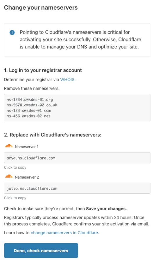 Cloudflare’s nameservers