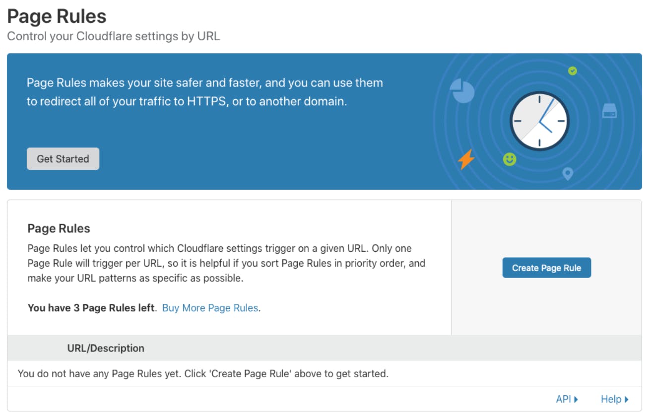 Cloudflare Page Rules page